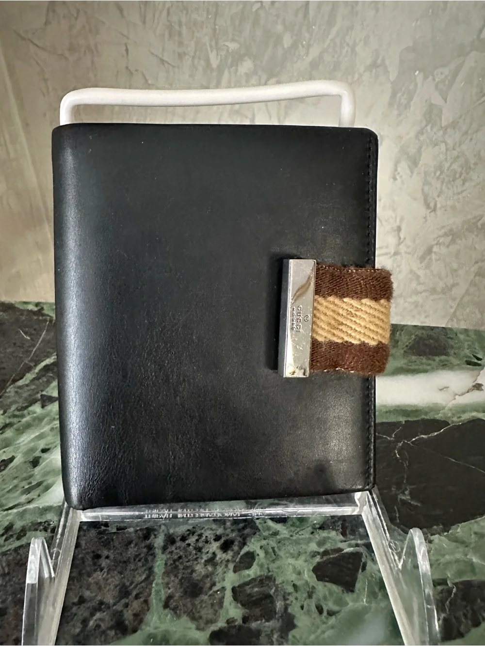 GUCCI Men's Black Leather Trifold Wallet